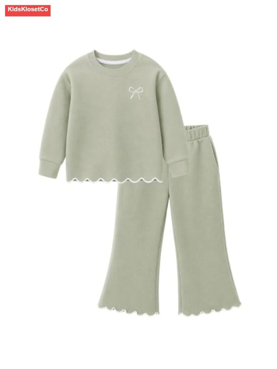 Other - Girls 2-Piece Outfit Set Sweatshirt Top Flare Pants Cotton Blend